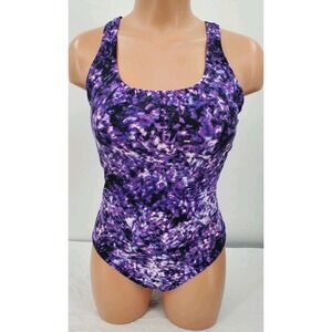 Speedo Ultraback Purple Tie Dye One Piece Bathing Swimsuit Women's Size 6 Lined